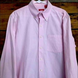 Medium Izod Pink and White Button Down Dress Shirt